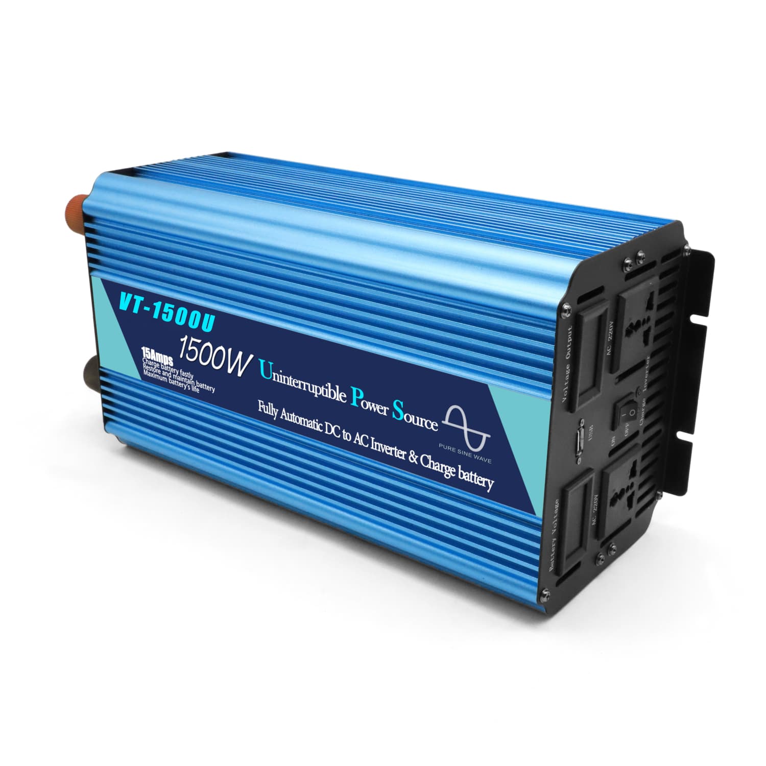 Zasilacz awaryjny UPS 3000W przetwornica 12V/230V CZYSTY SINUS - VoitaTech VT-1500U
