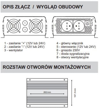 AZO IPS-2000-S SINUS ECO MODE PRZETWORNICA NAPIĘCIA 24V/230V 2000W z miękkim startem np. POMPY LODÓWKI - 5 lat gwarancji