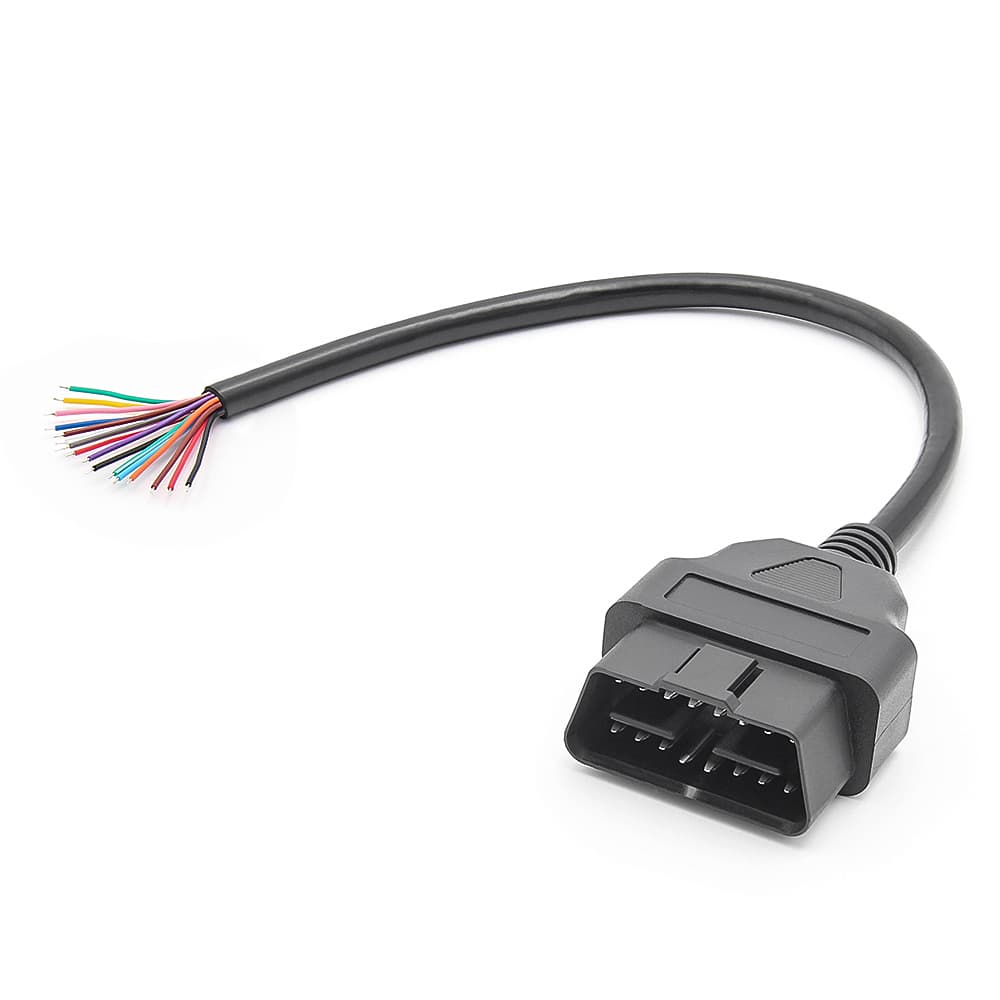Adapter OBD-2 16-pin uniwersalny kabel 16-żyłowy do wszystkich pojazdów, długość ok. 30cm (wtyk OBD-II z przewodem)