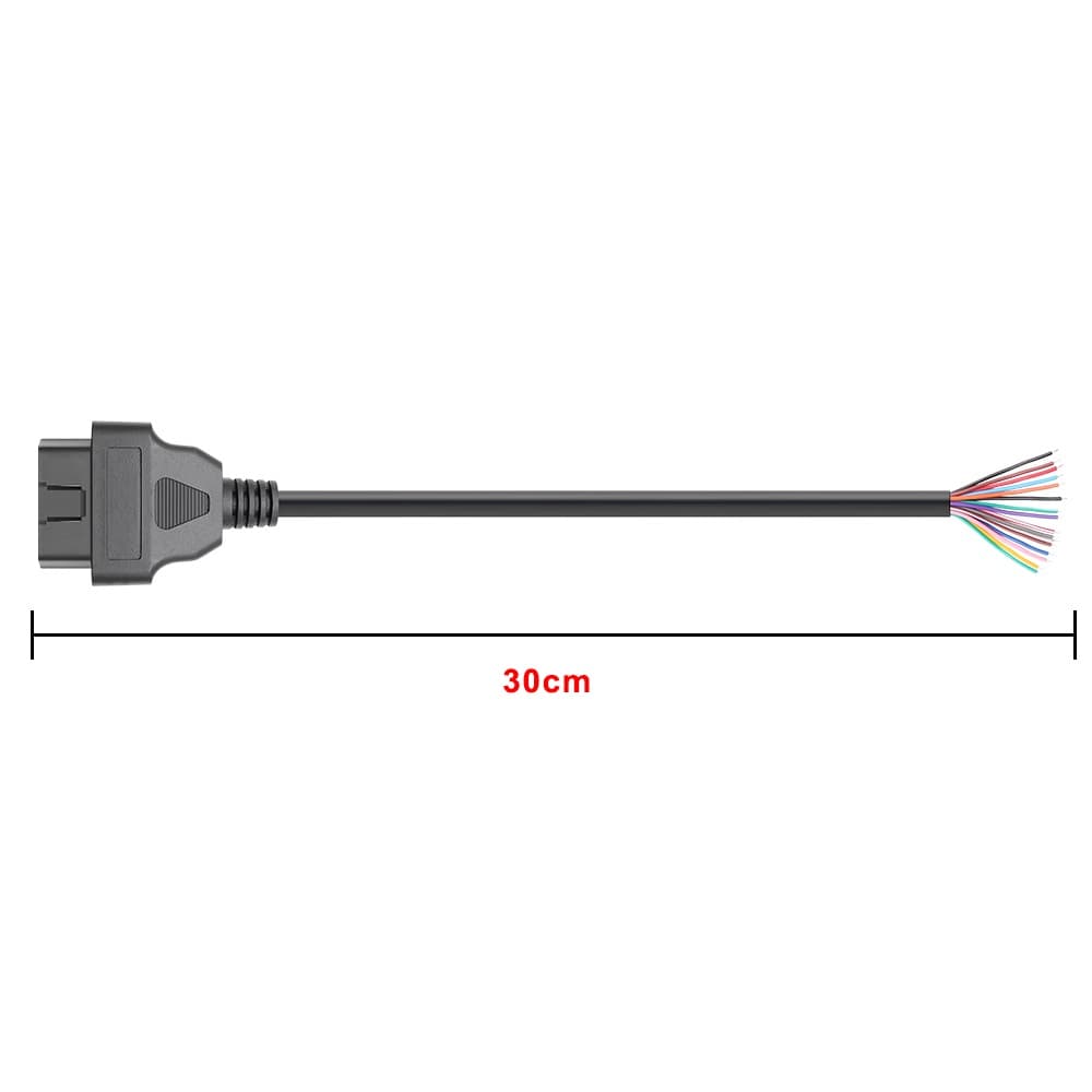 Adapter OBD-2 16-pin uniwersalny kabel 16-żyłowy do wszystkich pojazdów, długość ok. 30cm (wtyk OBD-II z przewodem)