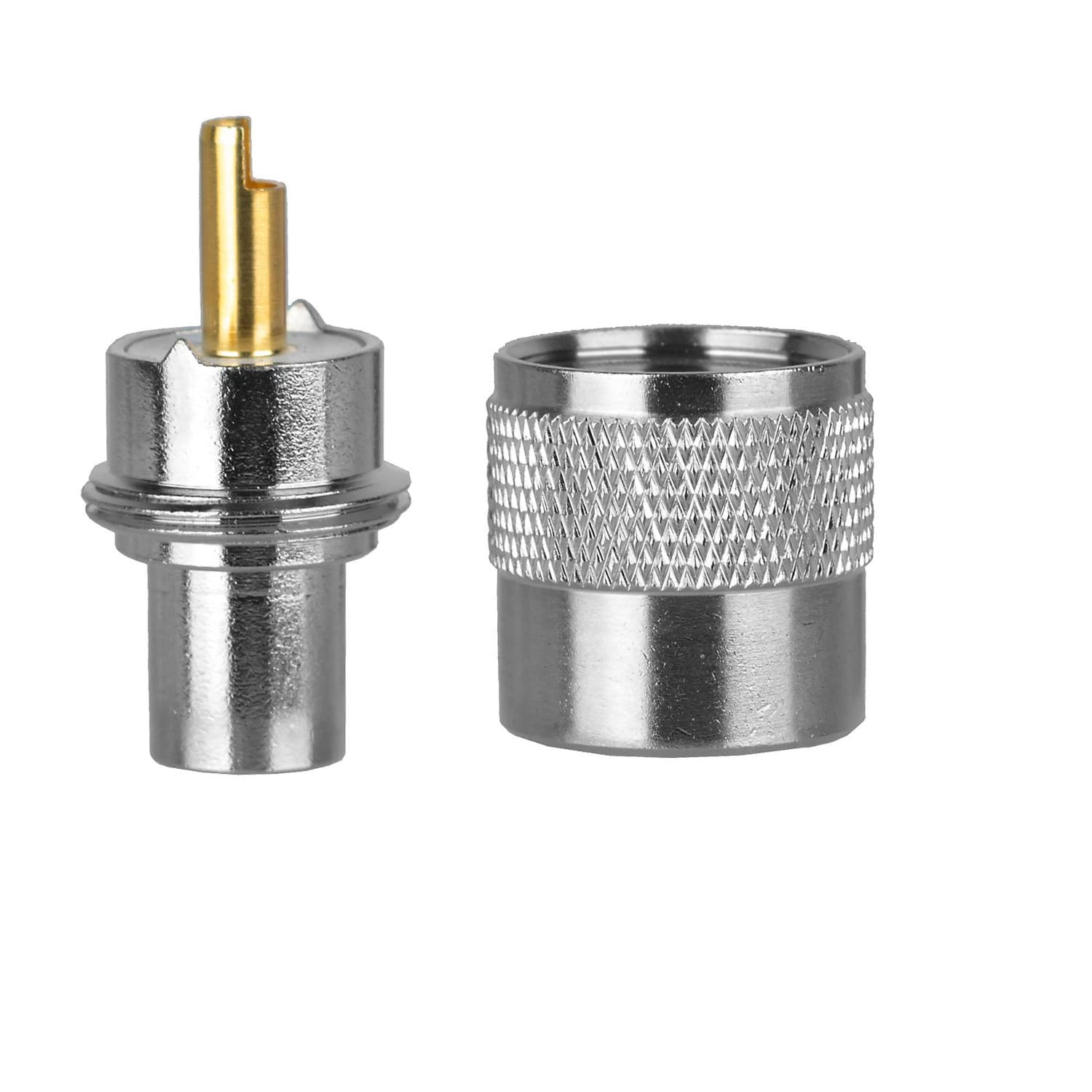 10szt. wtyk UC-1 PL-259/6 PTFE/Gold na przewód RF-5, H-155, RG-58 (RF5, H155, RG58) RADIORA - teflonowy KRÓTKI 30mm