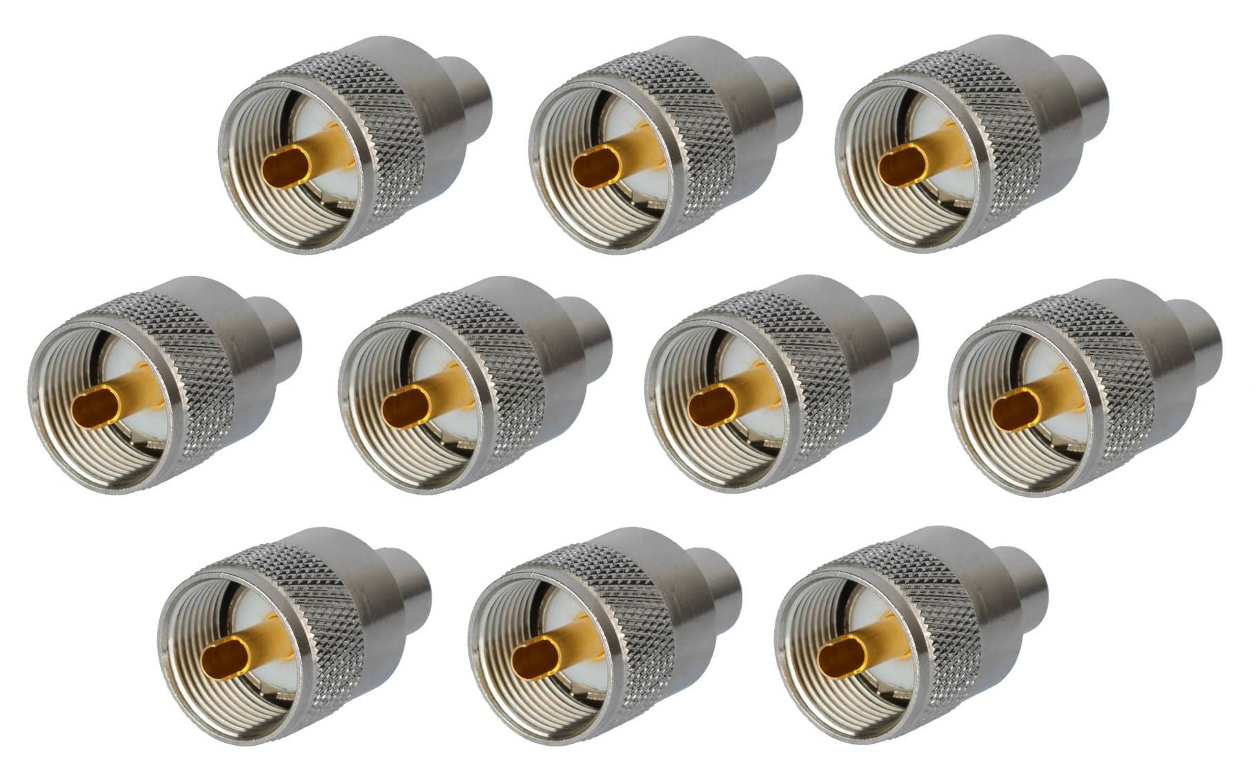 10szt. wtyk UC-1 PL-259/6 PTFE/Gold na przewód RF-5, H-155, RG-58 (RF5, H155, RG58) RADIORA - teflonowy KRÓTKI 30mm