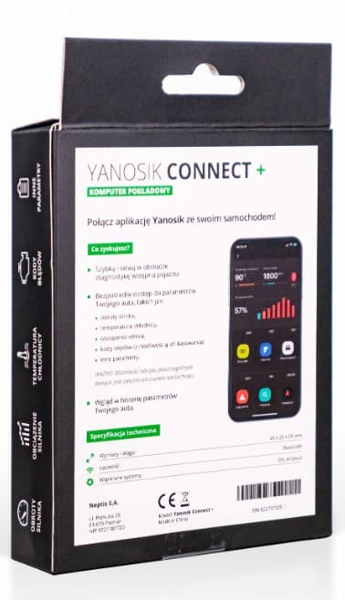 YANOSIK CONNECT+ skaner diagnostyczny OBD-2 na iOS i Android (działa z aplikacją Yanosik)