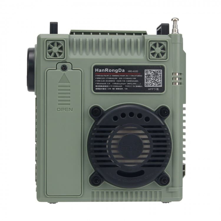 HRD-A320 kompaktowy odbiornik globalny MW / SW / FM / VHF, pasmo lotnicze, NOAA, latarka, doskonałe przenośne radio ratunkowe