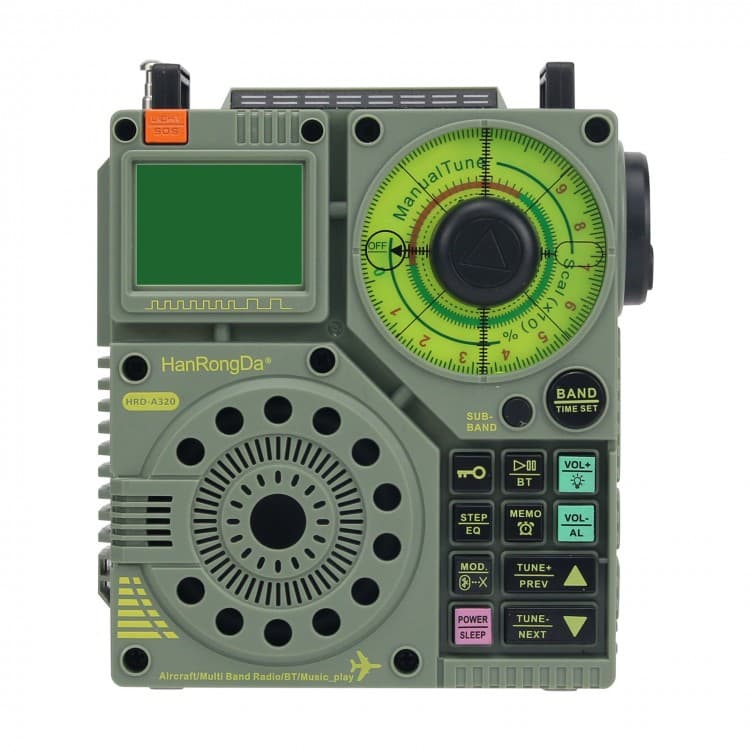 HRD-A320 kompaktowy odbiornik globalny MW / SW / FM / VHF, pasmo lotnicze, NOAA, latarka, doskonałe przenośne radio ratunkowe