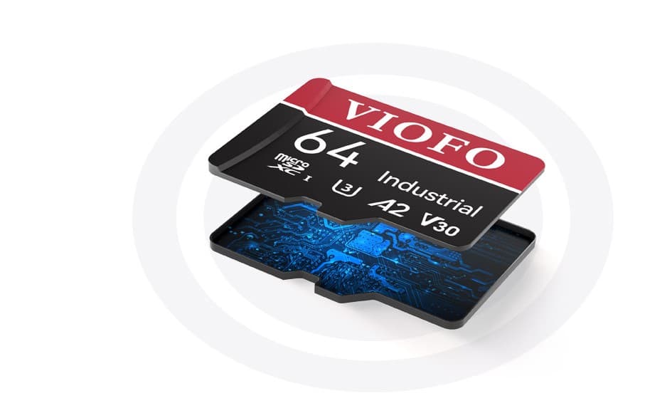 Oryginalna karta pamięci VIOFO micro SD 64GB INDUSTRIAL, microSDXC I U3 A2 V30, Ultra HD 4K - dedykowana do kamer samochodowych