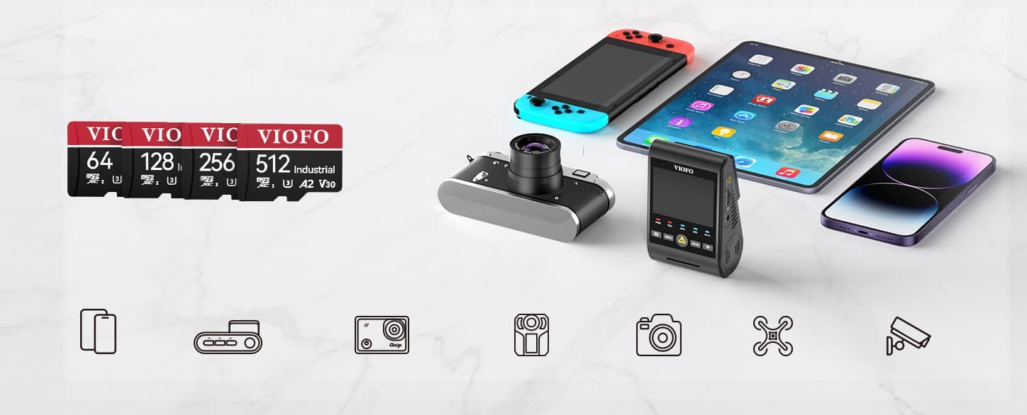 Oryginalna karta pamięci VIOFO micro SD 512GB INDUSTRIAL, microSDXC I U3 A2 V30, Ultra HD 4K - dedykowana do kamer samochodowych