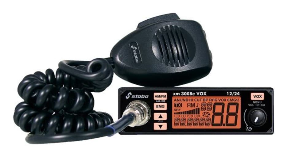 STABO XM3008e-R VOX CB radio do montażu w kokpicie, kieszeń 1-DIN z głośnikiem, zasilanie 12/24V, NB ANL Hi-Cut RF Gain