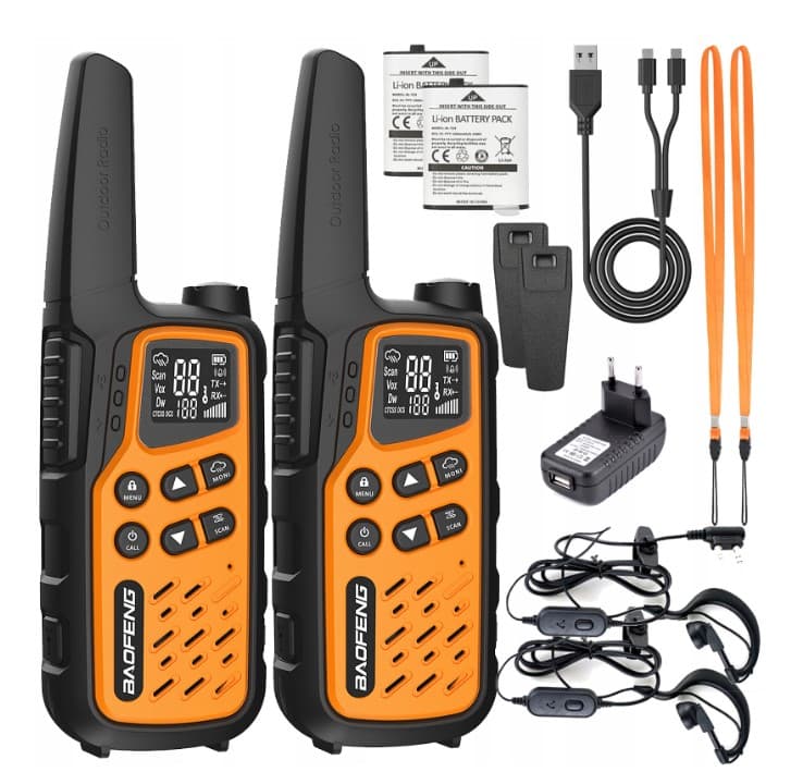 BAOFENG BF-25E ORANGE Twin Pack krótkofalówki PMR bez zezwoleń [zestaw 2szt.]  - walkie talkie, PMR 446