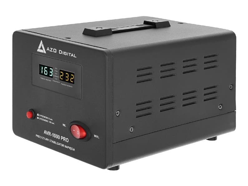 AZO AVR-1000 PRO stabilizator napięcia 1000VA / 1000W, 150÷260V / 230V, precyzja 3%, czysty SINUS - np. do agregatu prądotwórczego