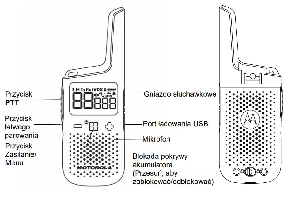 Motorola T72 Go Active [2szt.] krótkofalówki PMR 16 kanałów, IP54 - walkie talkie dla miłośników aktywności na świeżym powietrzu