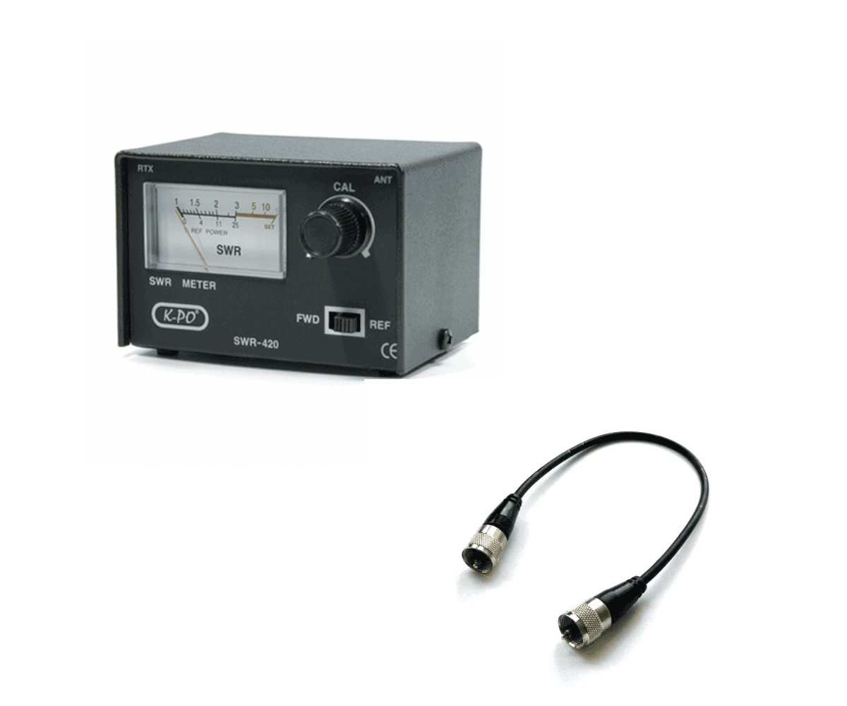 K-PO SWR-420 miernik SWR do strojenia anteny CB + kabel połączeniowy 50cm - reflektometr + polska instrukcja obsługi