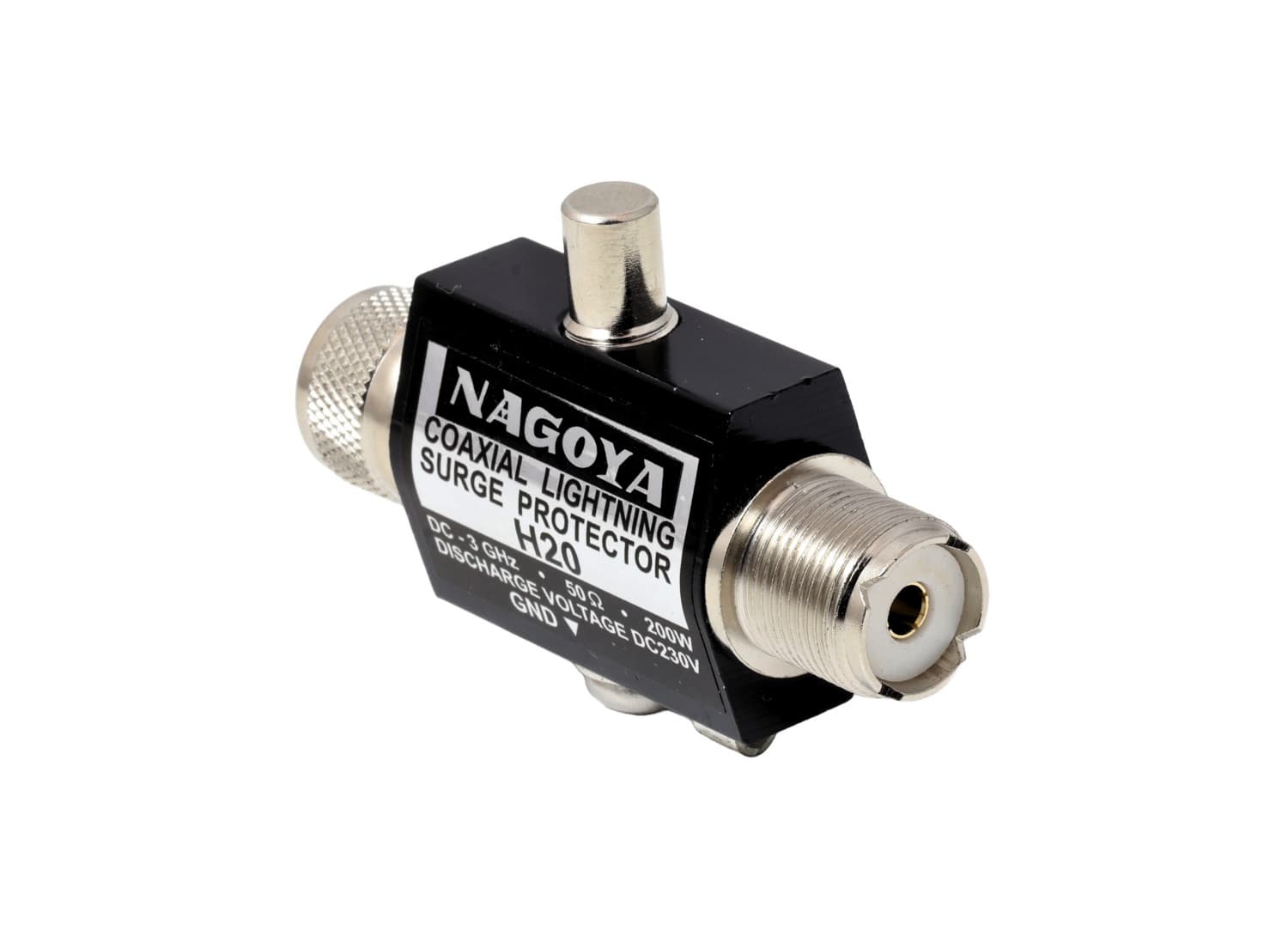 NAGOYA H20 MP-MJ odgromnik antenowy gazowy DC~3GHz 200W wtyk UC-1/gniazdo SO-239 do anten CB, KF, VHF, UHF, WLAN itp.