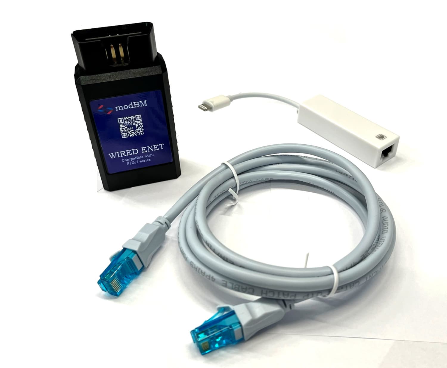 Kabel BMW seria F, G, I ENET + adapter Lightning do smartfonów Apple iPhone - kodowanie/diagnostyka BimmerCode, BimmerLink, MHD, xHP, xDelete, bootmod3