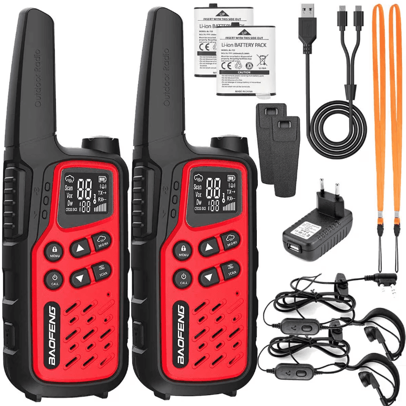 BAOFENG BF-25E RED Twin Pack krótkofalówki PMR bez zezwoleń [zestaw 2szt.]  - walkie talkie, PMR 446