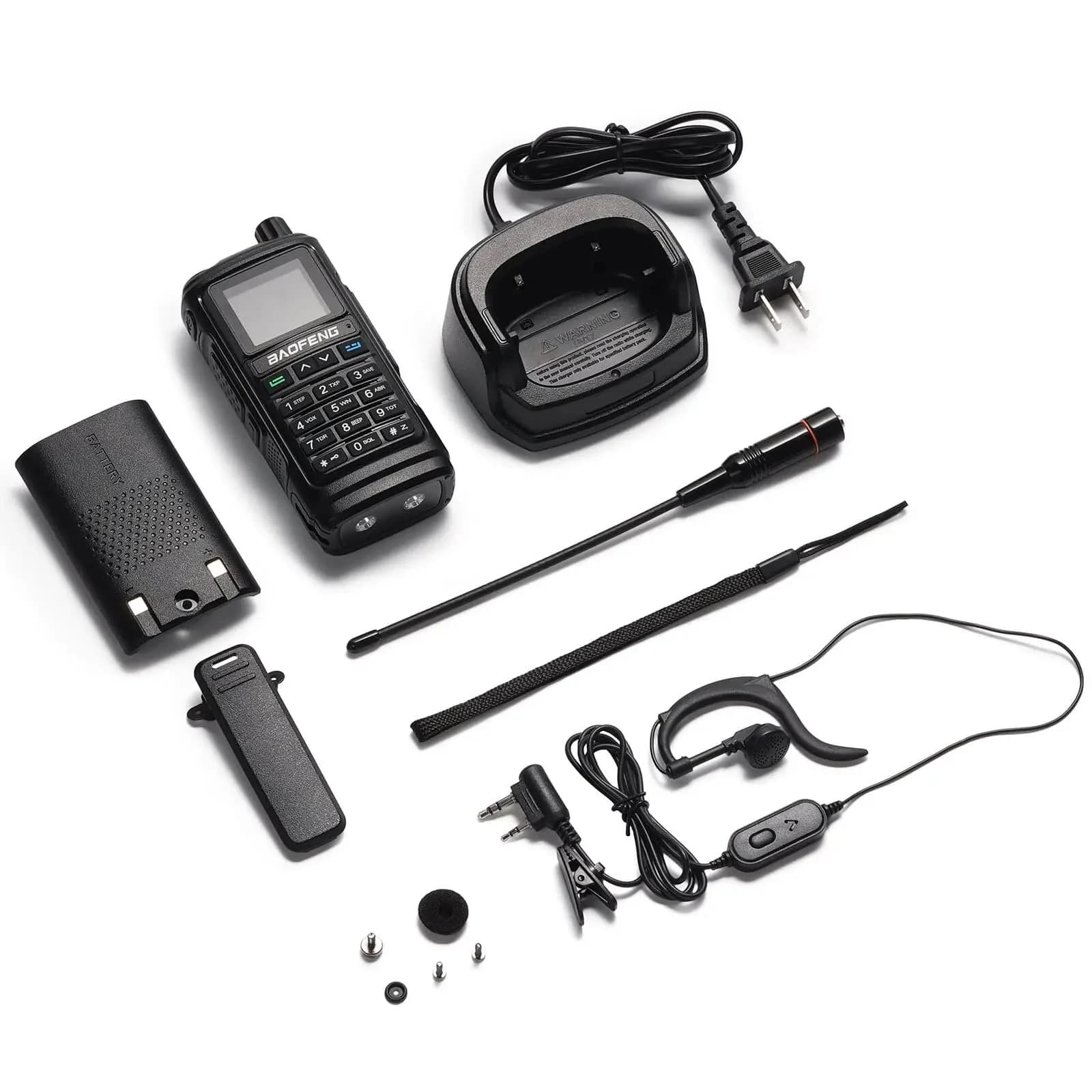 BAOFENG UV-17E radiotelefon ręczny 5W VHF/UHF 144-146/430-440MHz, wodoszczelny norma IP-54, radio FM, latarka LED, USB-C - kolor czarny