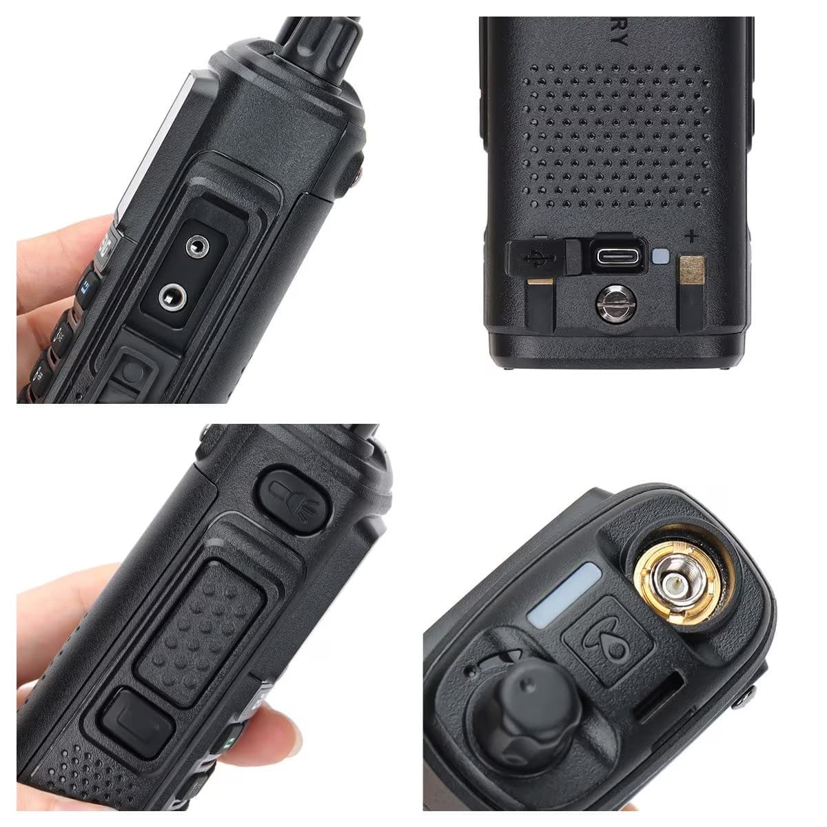 BAOFENG UV-17E radiotelefon ręczny 5W VHF/UHF 144-146/430-440MHz, wodoszczelny norma IP-54, radio FM, latarka LED, USB-C - kolor czarny