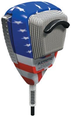 Astatic 636L Flag Stars 'n Stripes - mikrofon CB flaga USA + chrom, przewód w stalowym oplocie, redukcja szumów, wtyk 4-PIN Uniden/President