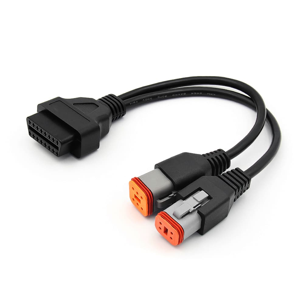 Adapter podwójny do Harley Davidson (wtyki 4-pin + 6-pin) - uniwersalna przejściówka do skanera interfejsu OBD-2 16-pin