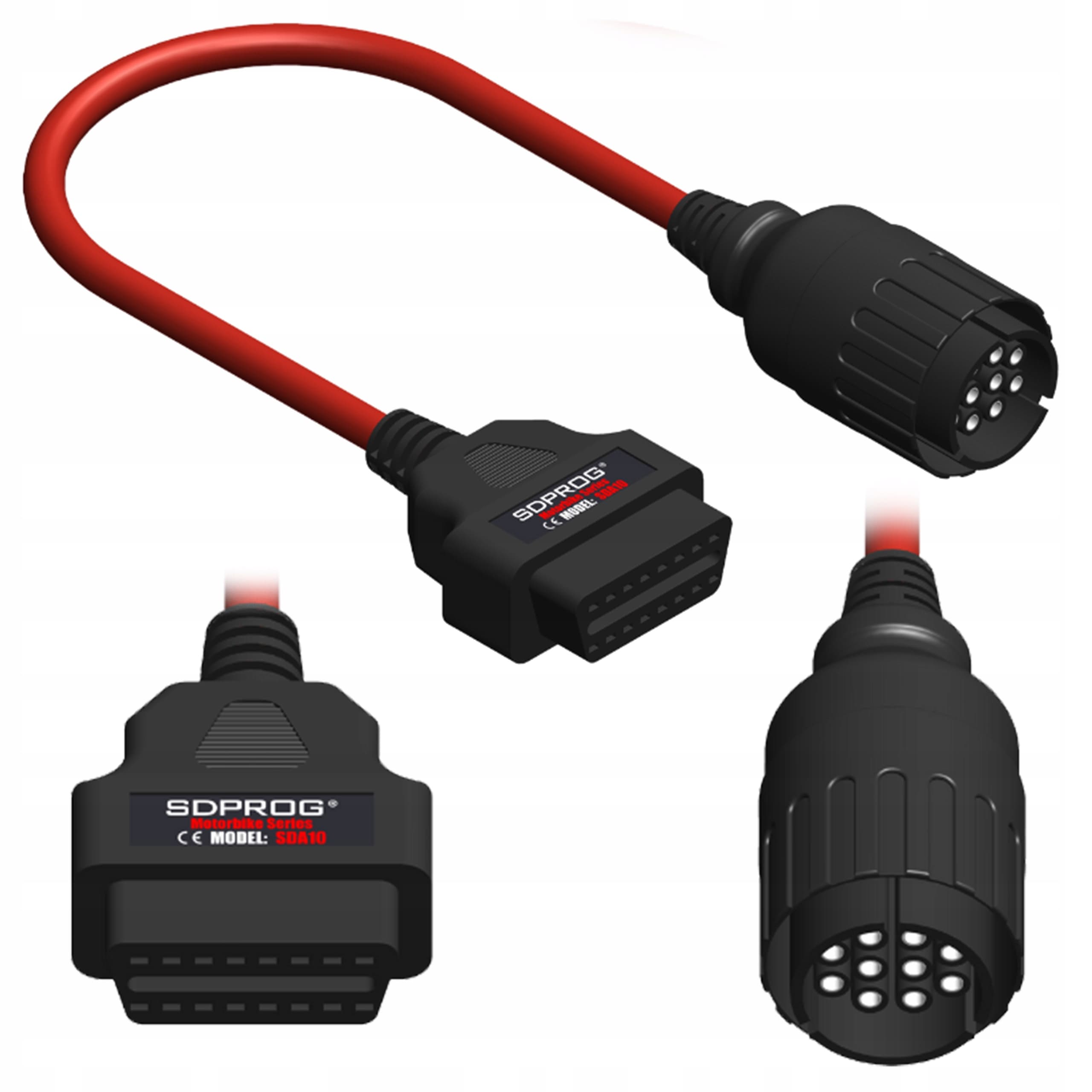 SDPROG SDA10 adapter BMW 10-PIN okrągłe do OBD-II 16-pin, przejściówka do ICOM D - motocykle BMW serie F, K, R, S