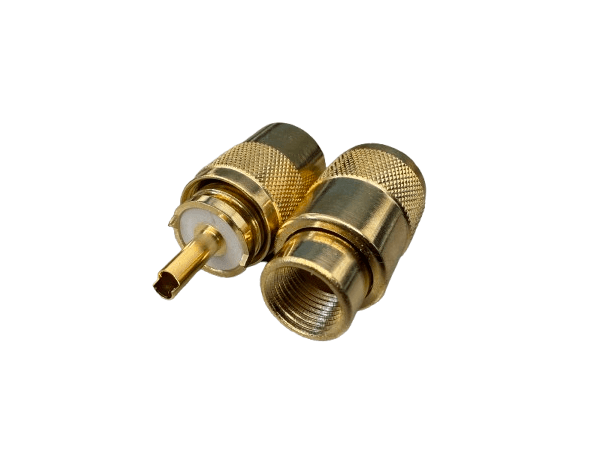Wtyk UC-1 Maas PL-259/9 PTFE złocony na gruby przewód 10mm np. RG-213, RF-10, H-1000, HyperFlex 10, Airborne 10 - teflonowy długi