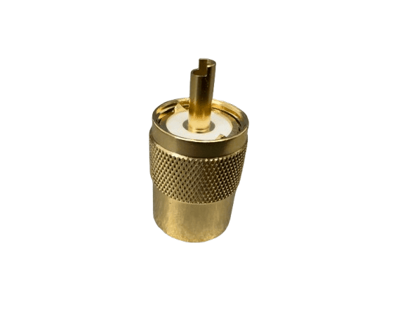 10 szt. wtyk UC-1 Maas PL-259/6 PTFE złocony na przewód 5-6mm np. RG-58, RF-5, H-155, HyperFlex 5 (RG58, RF5, H155) - teflonowy długi