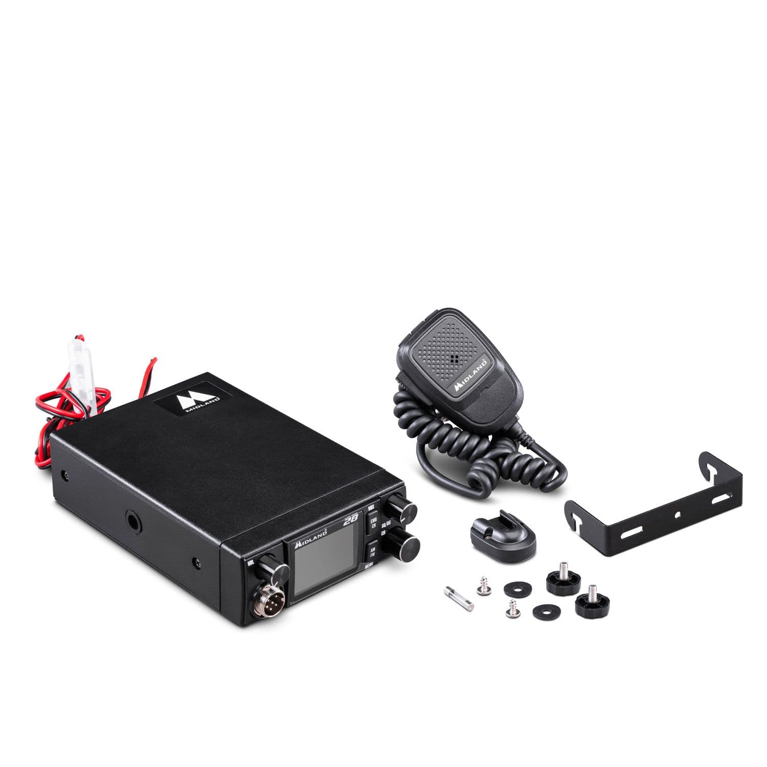 Midland 28 CB radio 12/24V, VOX, automatyczna blokada szumów, RF Gain, 7 kolorów podświetlenia - np. do ciężarówki, busa, traktora, kombajnu