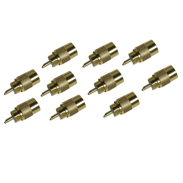 10 szt. wtyk UC-1 Maas PL-259/6 PTFE złocony na przewód 5-6mm np. RG-58, RF-5, H-155, HyperFlex 5 (RG58, RF5, H155) - teflonowy długi