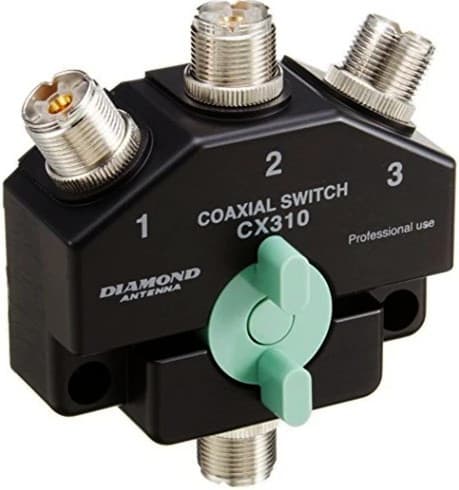 Przełącznik antenowy Diamond CX310A 3-pozycyjny (0-800MHz) gniazda PL / M do wtyków UC-1 - produkcja japońska