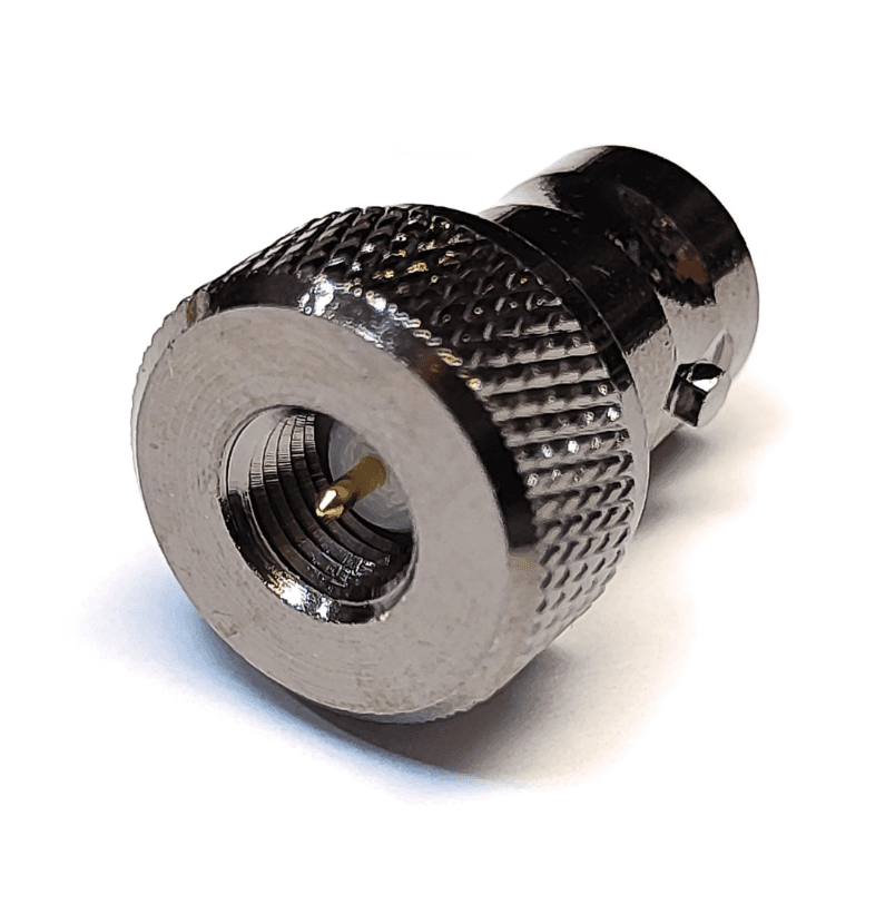 Estetyczny adapter SMA/BNC (kolor GUN METAL) przejściówka SMA-M (męskie) / BNC-F żeńskie - do skanerów, RTL SDR, Wouxun KG-UV9D, TYT, SDRPlay