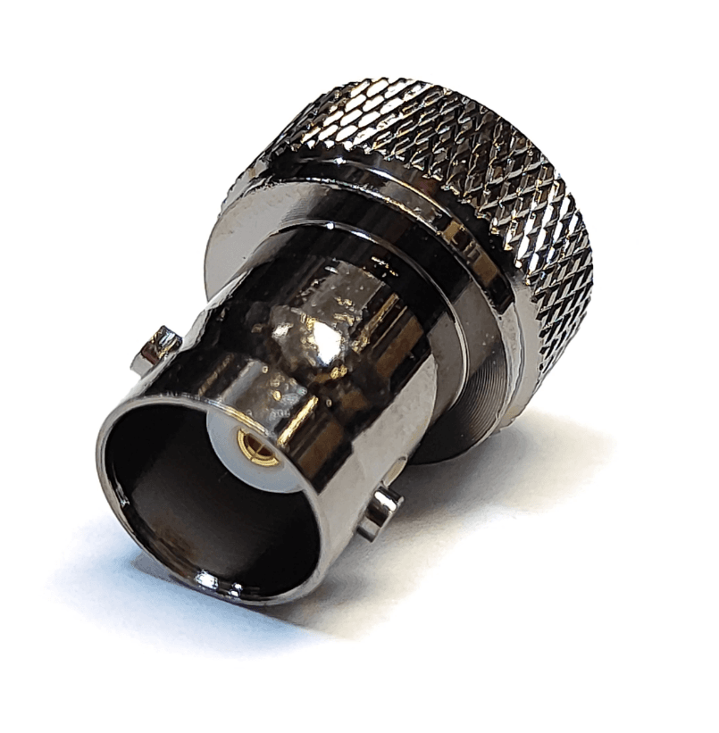 Estetyczny adapter SMA/BNC (kolor GUN METAL) przejściówka SMA-M (męskie) / BNC-F żeńskie - do skanerów, RTL SDR, Wouxun KG-UV9D, TYT, SDRPlay