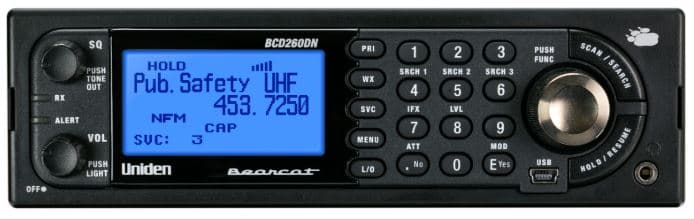 UNIDEN UBCD260DN skaner radiowy analogowo-cyfrowy 25-1300MHz AM FM DMR dPMR NXDN (np. odsłuch CB radio, airband, służby, kolej, morskie) Uniden UBCD 260 DN