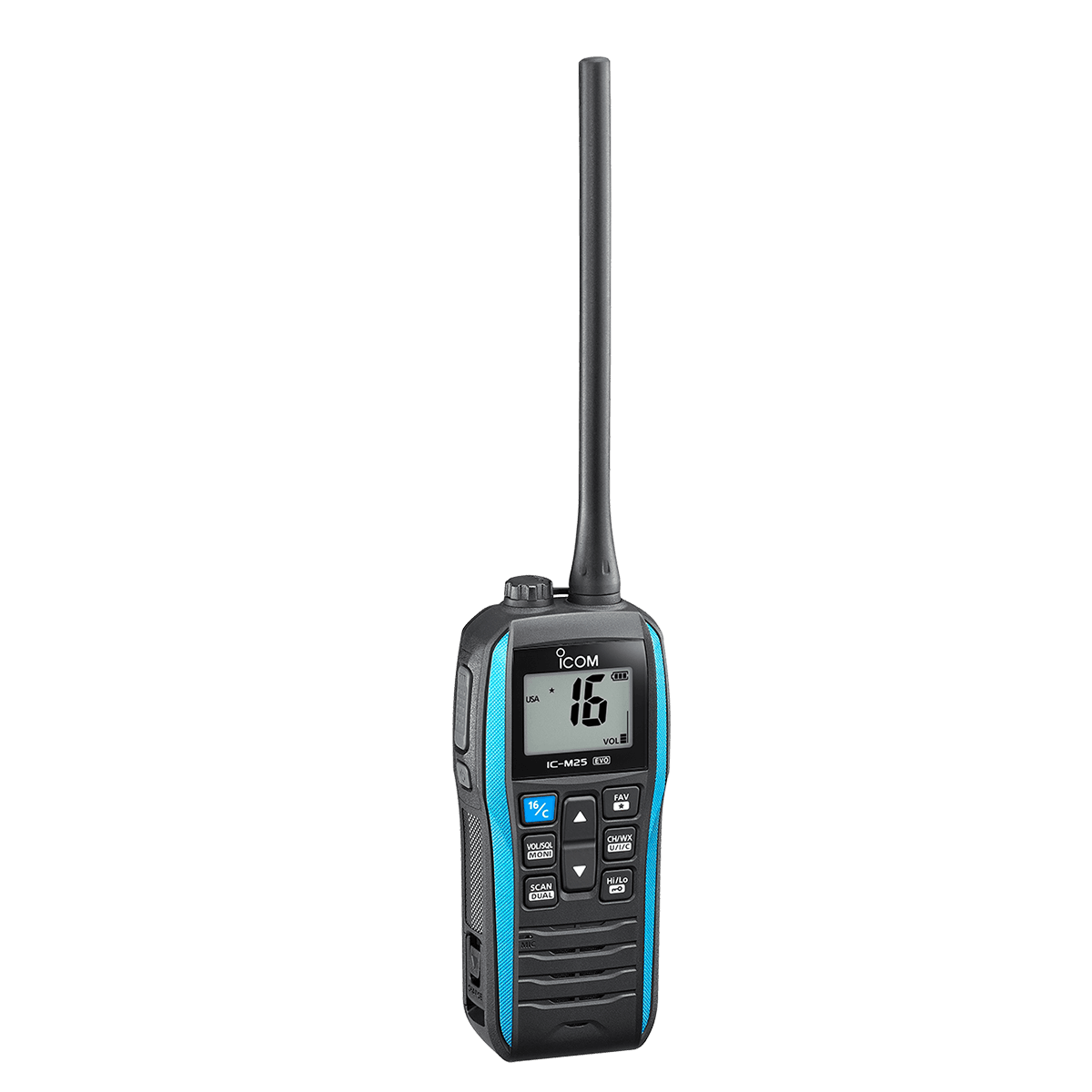 Icom IC-M25 EURO EVO Marine Blue ręczny radiotelefon morski / jachtowy WODOODPORNY IPX7, pływający, moc 5W, USB-C Made in Japan (następca Icom IC-M25 EURO, IC-M23)