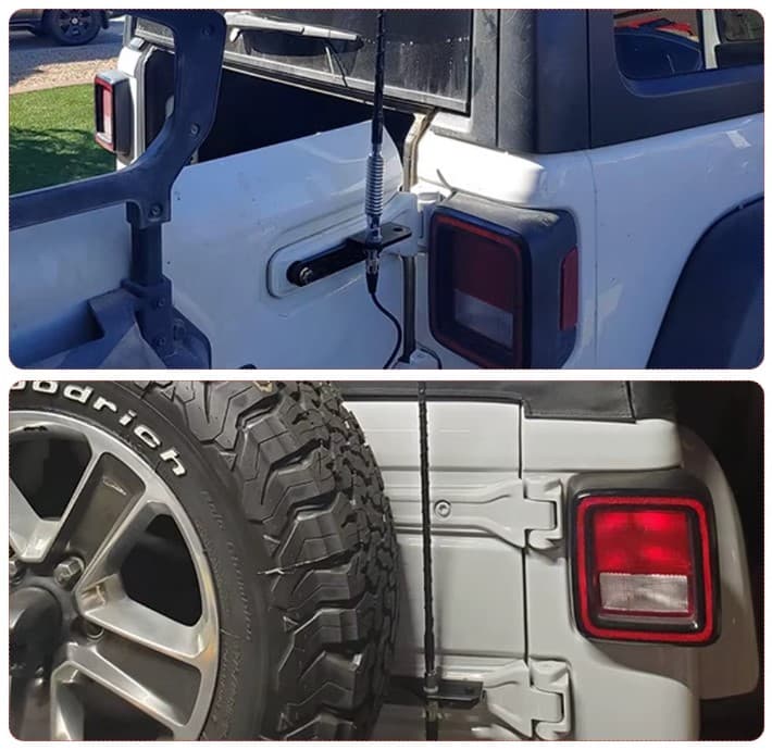 Uchwyt do anteny CB na klapę bagażnika do JEEP Wrangler JL, Unlimited 2018-2026 - uchwyt antenowy CB VHF UHF