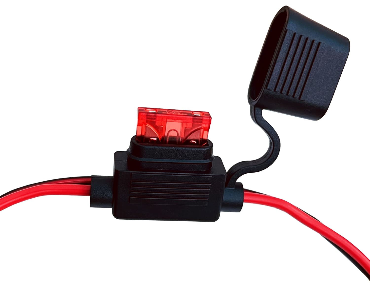 Kabel zasilający 18AWG długość 60cm złącza oczka M8 / wtyk SAE, oprawka bezpiecznik 10A - np. do Harley, Indian, Honda, samochody, kampery itp.