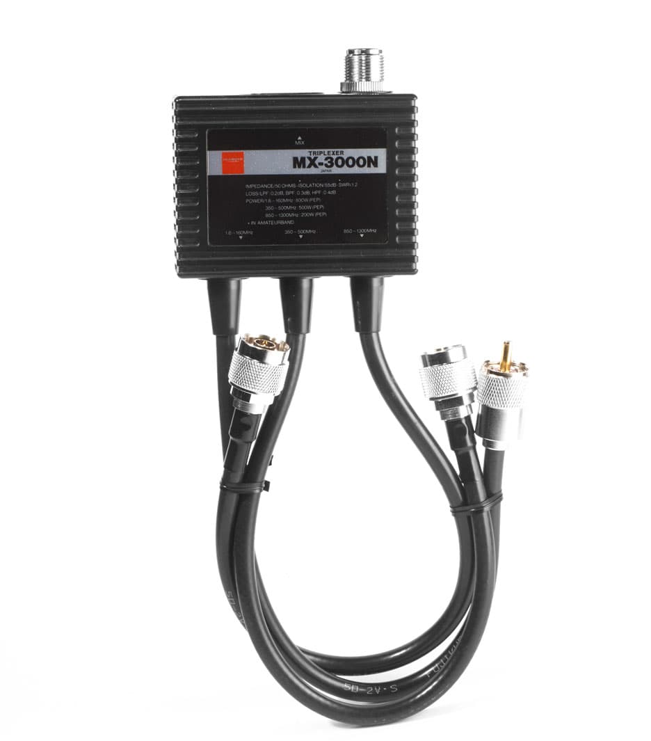 Diamond MX3000N triplexer 1.6-160MHz/350-500MHz/850-1300MHz + okablowanie z wtykami PL-259+2xN (triplekser Diamond MX-3000N)