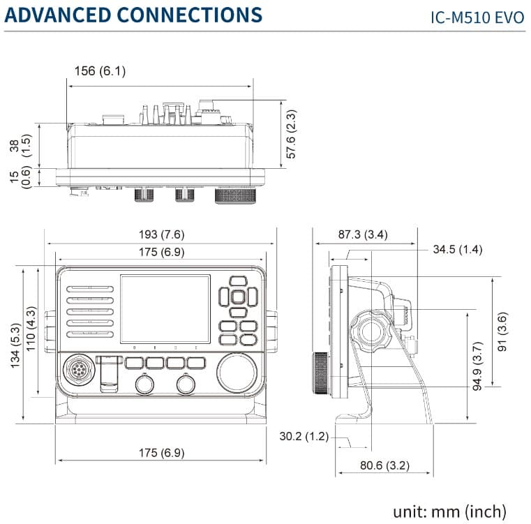 Icom IC-M510E EVO AIS stacjonarny radiotelefon morski z GPS, DSC, ATIS, WiFI, duża moc 25W, IP68 Made in Japan