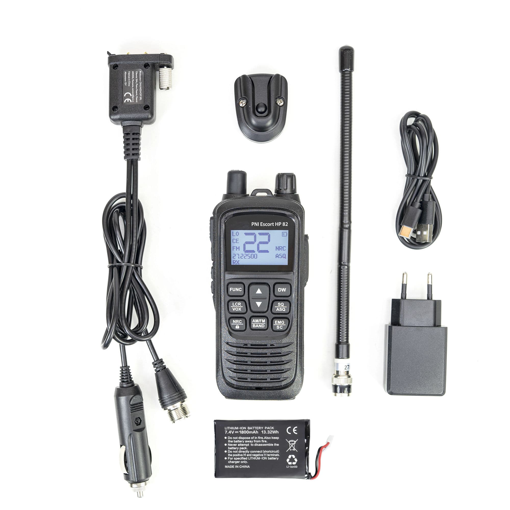 Zestaw CB radio PNI Escort HP 82 + dyskretna antena CB Extra 48 długość 45cm (ręczniak CB z krótką anteną na magnesie)