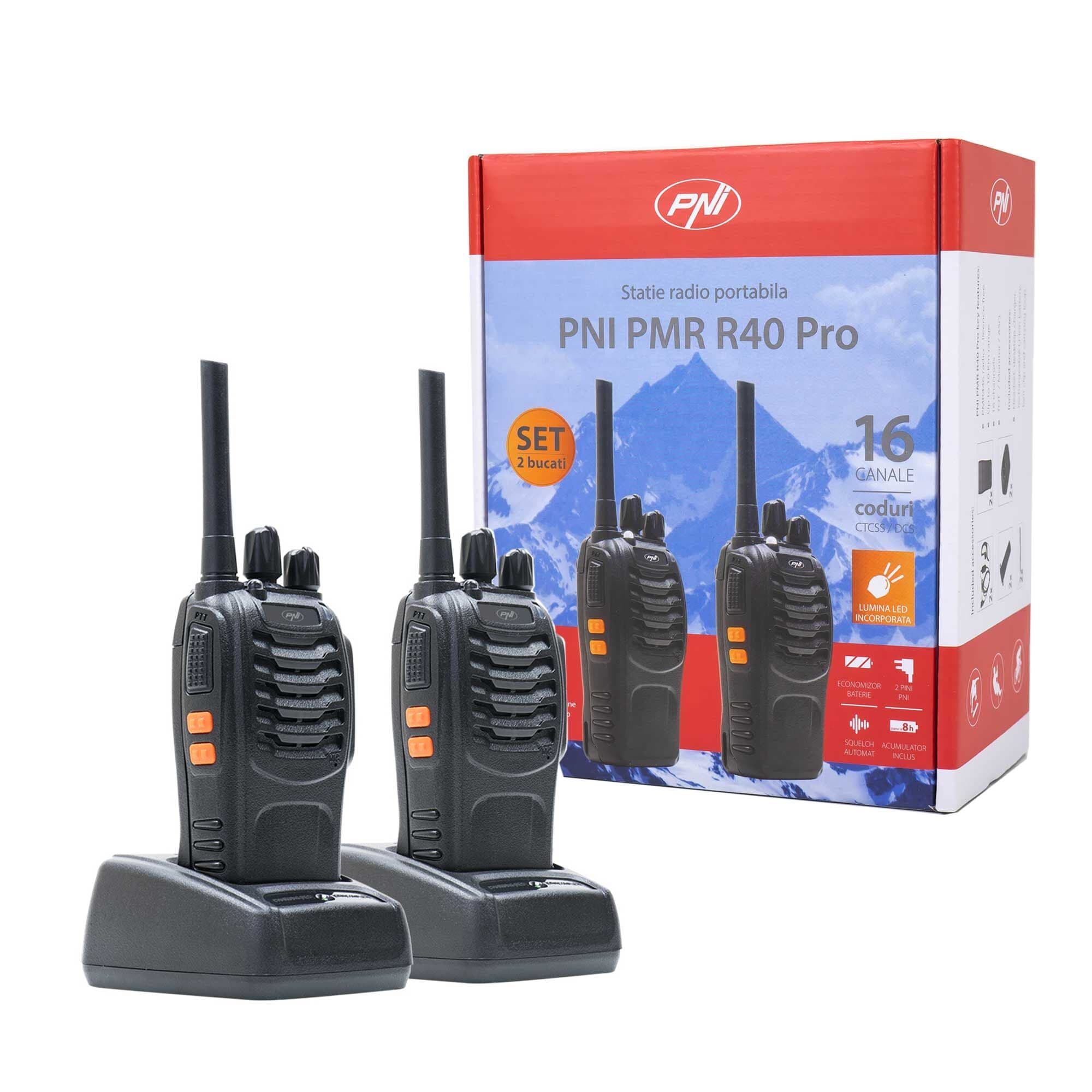 PNI PMR R40 Pro Twin Pack krótkofalówki PMR bez zezwoleń [zestaw 2szt.]  - walkie talkie, PMR 446