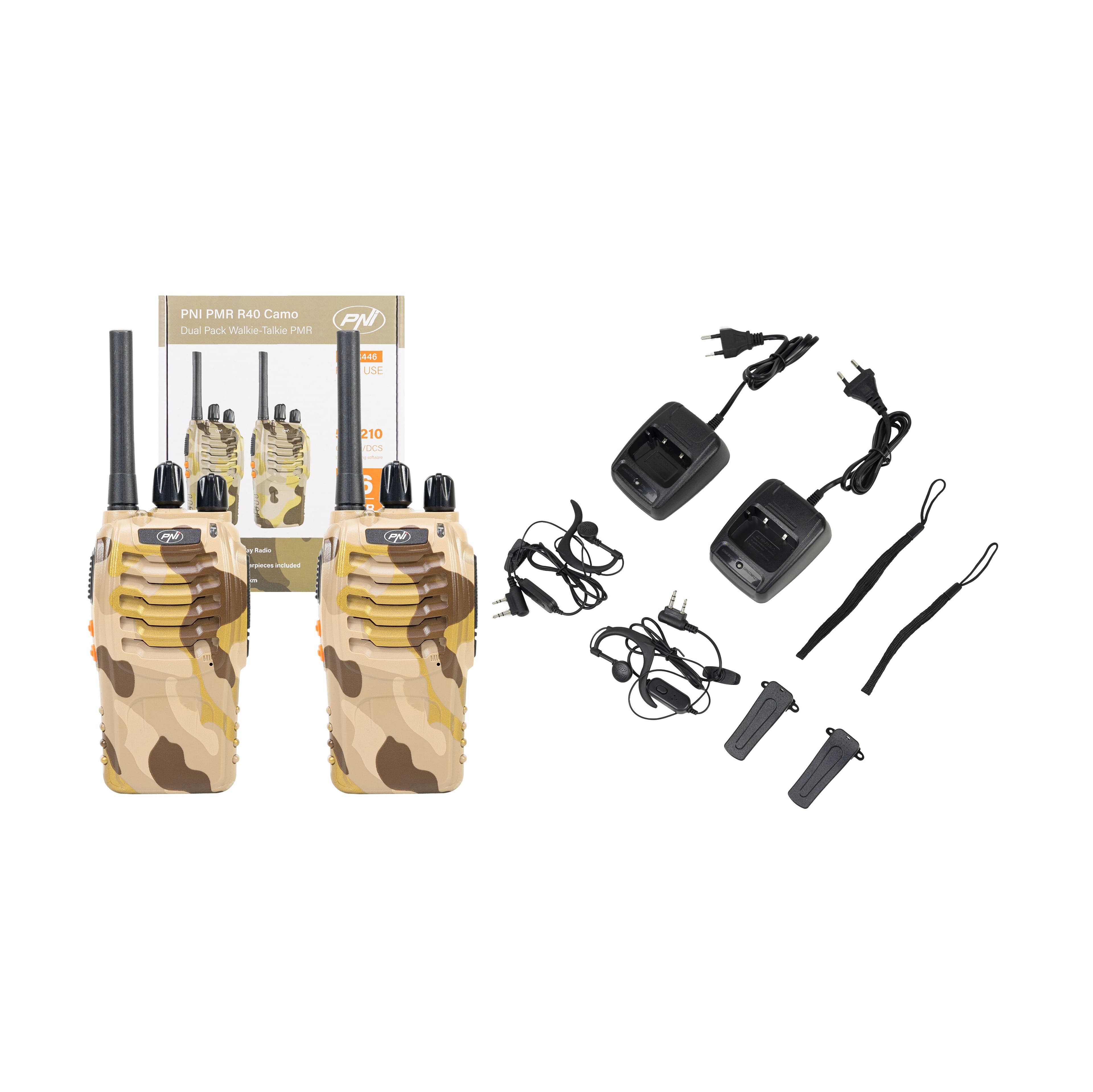 PNI PMR R40 Camo Twin Pack krótkofalówki PMR bez zezwoleń [zestaw 2szt.]  - walkie talkie, PMR 446