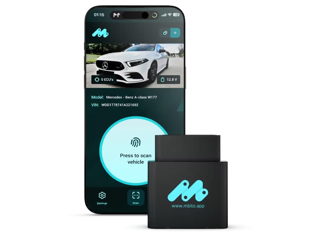 MBito OBD2 dla Mercedes + 30 kredytów - interfejs diagnostyczny OBD-II bluetooth Android/iPhone - zestaw do diagnostyki i kodowania