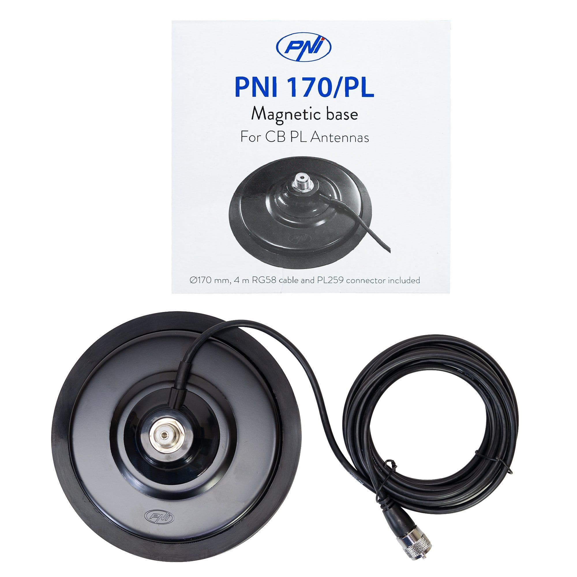 PNI 170/PL podstawa magnetyczna 170mm kabel 4m wtyk UC-1 / magnes do anten CB HF VHF UHF