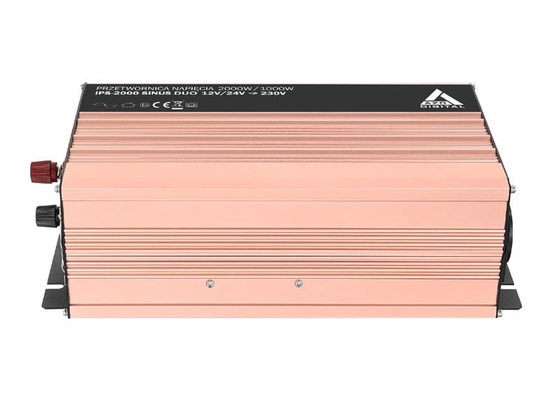 AZO IPS-2000S DUO PRZETWORNICA NAPIĘCIA 12V-24V/230V 2000W miękki start, CZYSTY SINUS np. pompy, lodówki, piece CO, systemy podtrzymania - 3 lata gwarancji