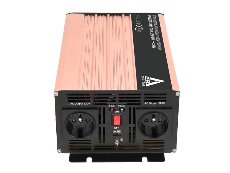 AZO IPS-2000S DUO PRZETWORNICA NAPIĘCIA 12V-24V/230V 2000W miękki start, CZYSTY SINUS np. pompy, lodówki, piece CO, systemy podtrzymania - 3 lata gwarancji