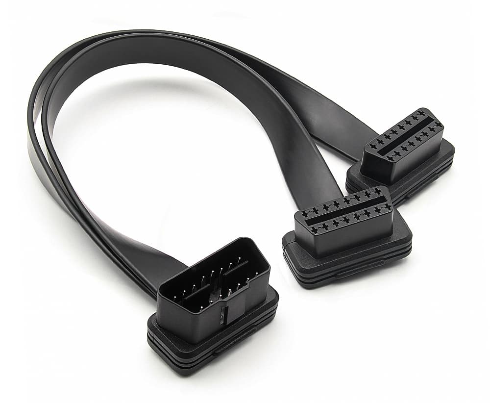 Rozgałęźnik płaski podwójny OBD-2 długość 30cm serwisowy, elastyczny kabel 16-żyłowy np. do interfejsów diagnostycznych OBD-II, GPS