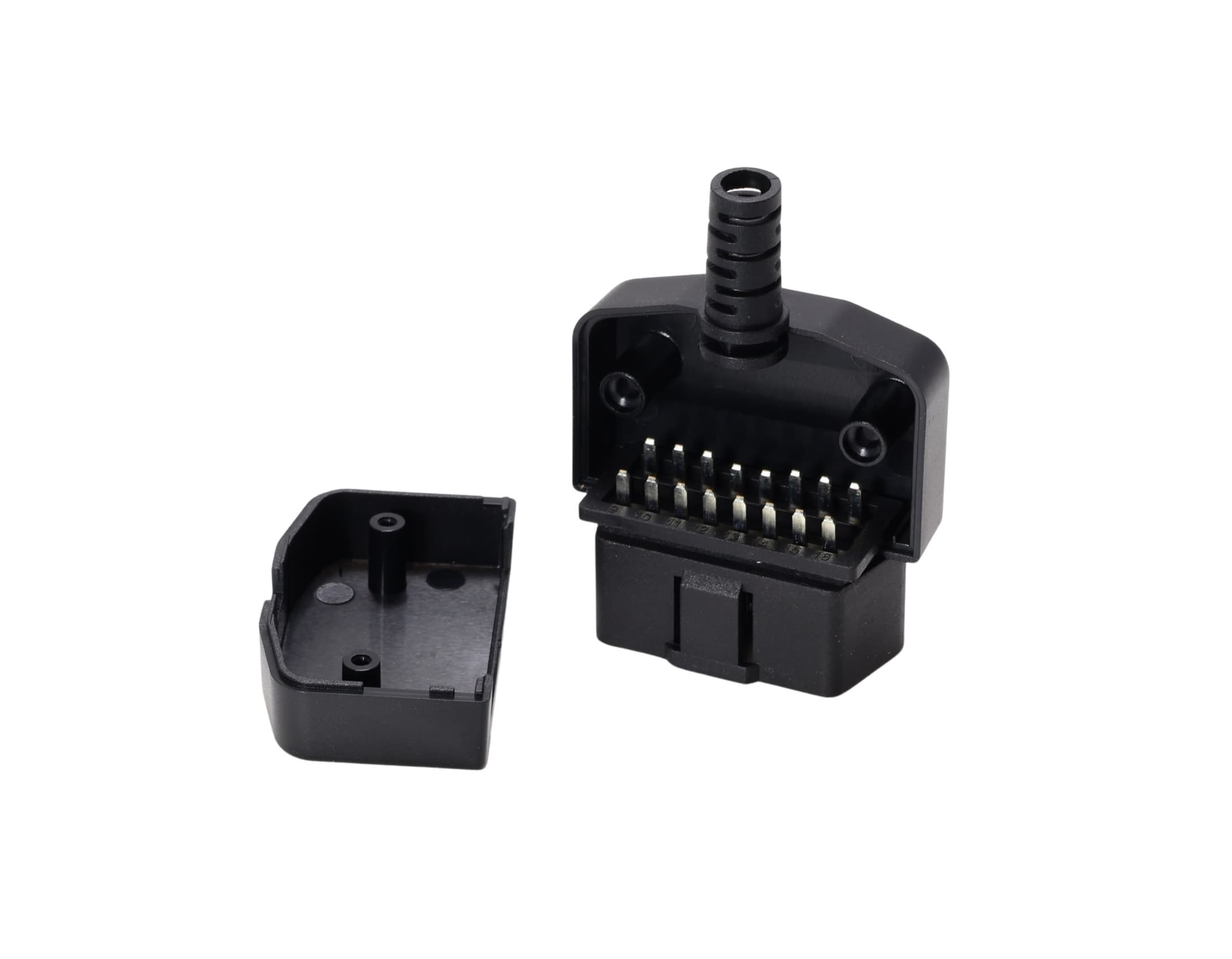 Wtyk OBD-2 prosty 12V 24V 16-pin krótki np. do interfejsów diagnostycznych, lokalizatorów GPS (wtyk OBD-II męski)