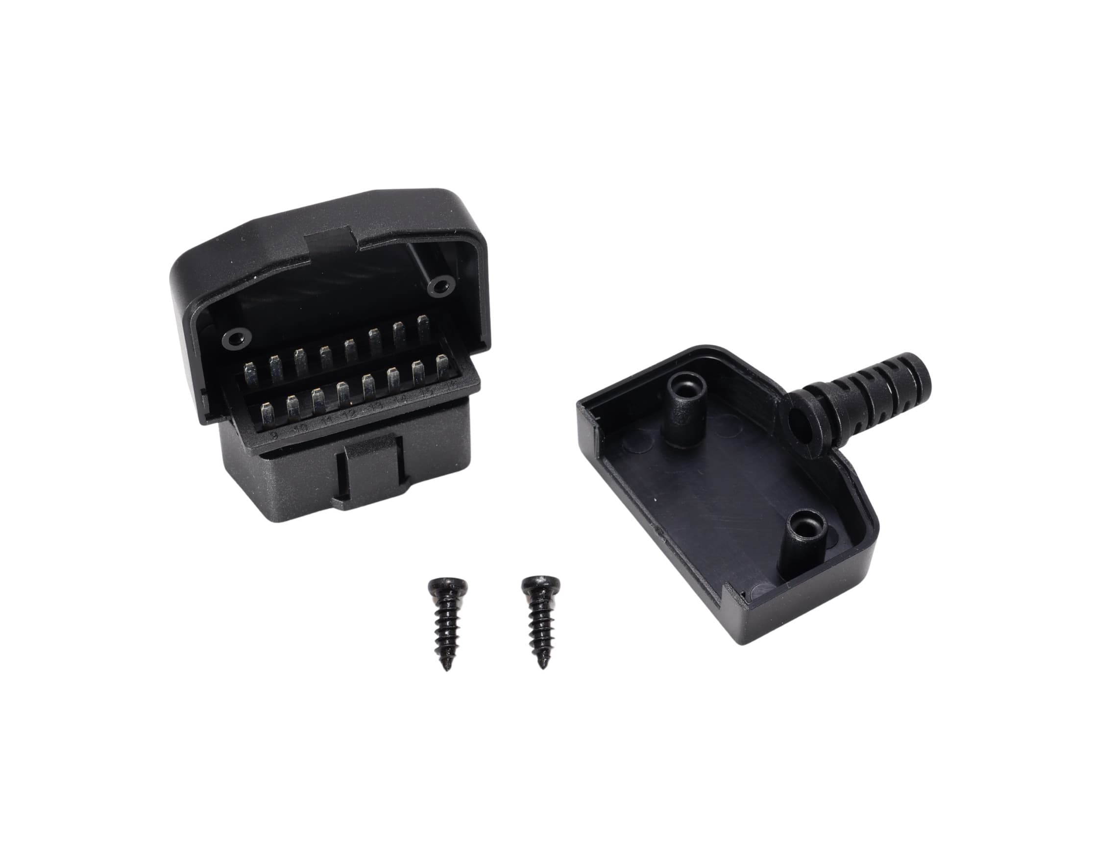 Wtyk OBD-2 prosty 12V 24V 16-pin krótki np. do interfejsów diagnostycznych, lokalizatorów GPS (wtyk OBD-II męski)