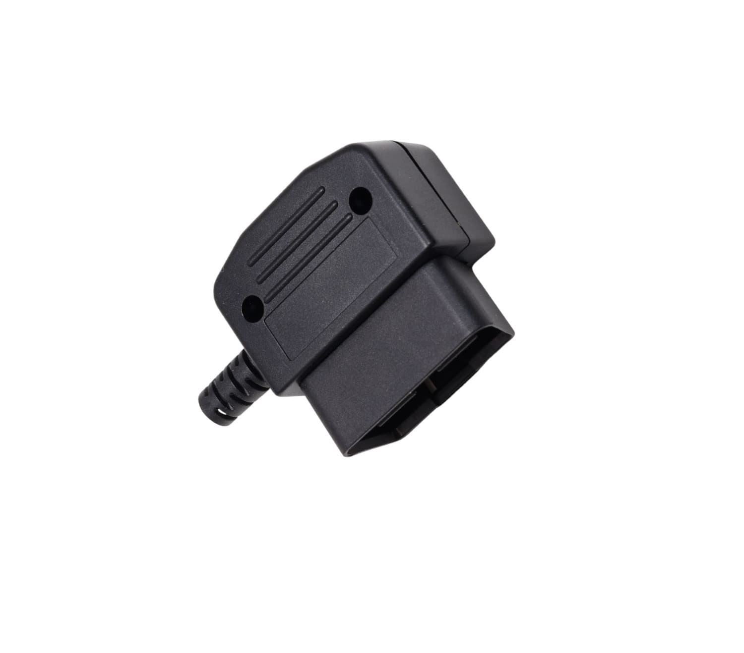 Wtyk OBD-2 kątowy 12V 24V 16-pin krótki np. do interfejsów diagnostycznych, lokalizatorów GPS (wtyk kątowy OBD-II męski)