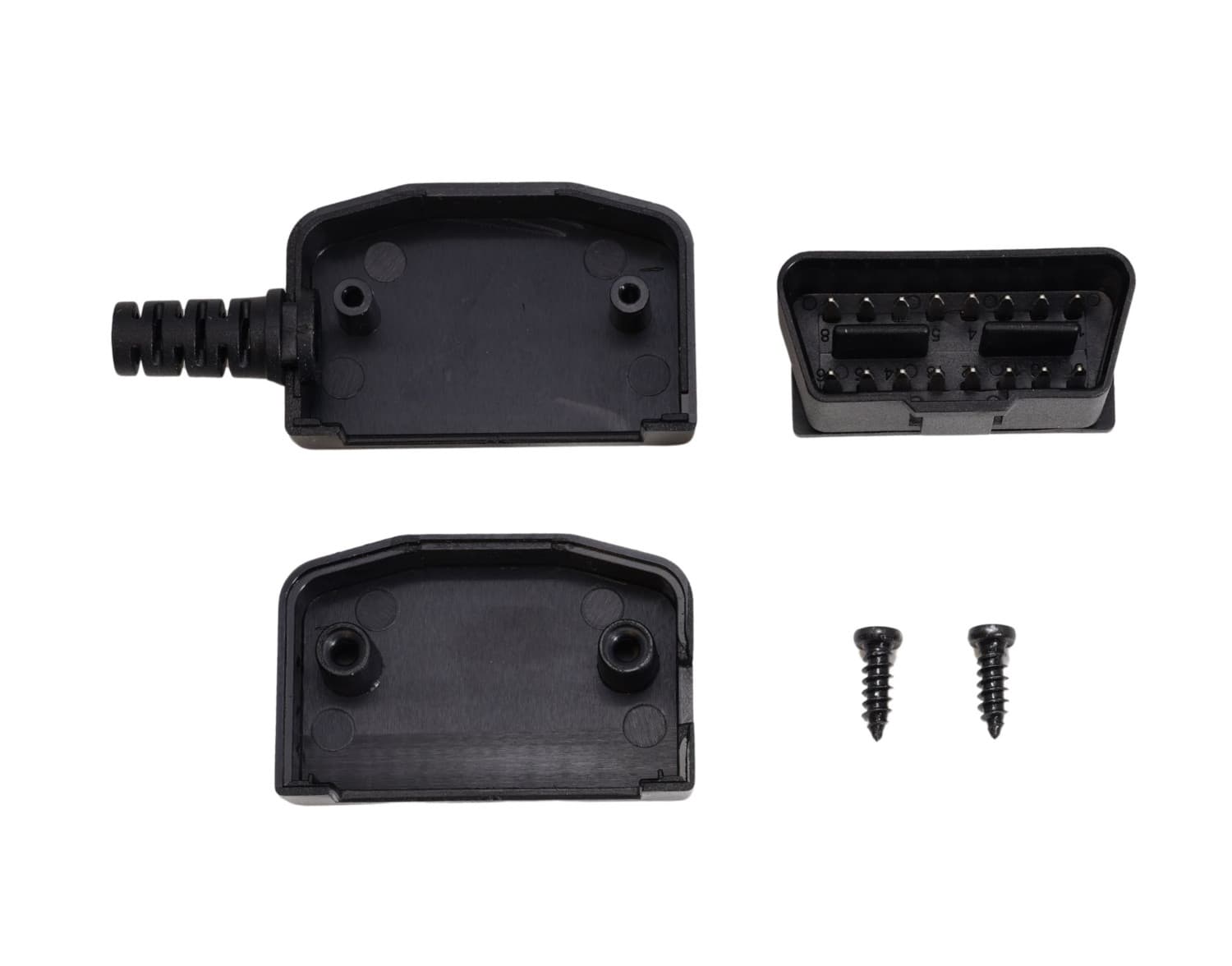 Wtyk OBD-2 kątowy 12V 24V 16-pin krótki np. do interfejsów diagnostycznych, lokalizatorów GPS (wtyk kątowy OBD-II męski)