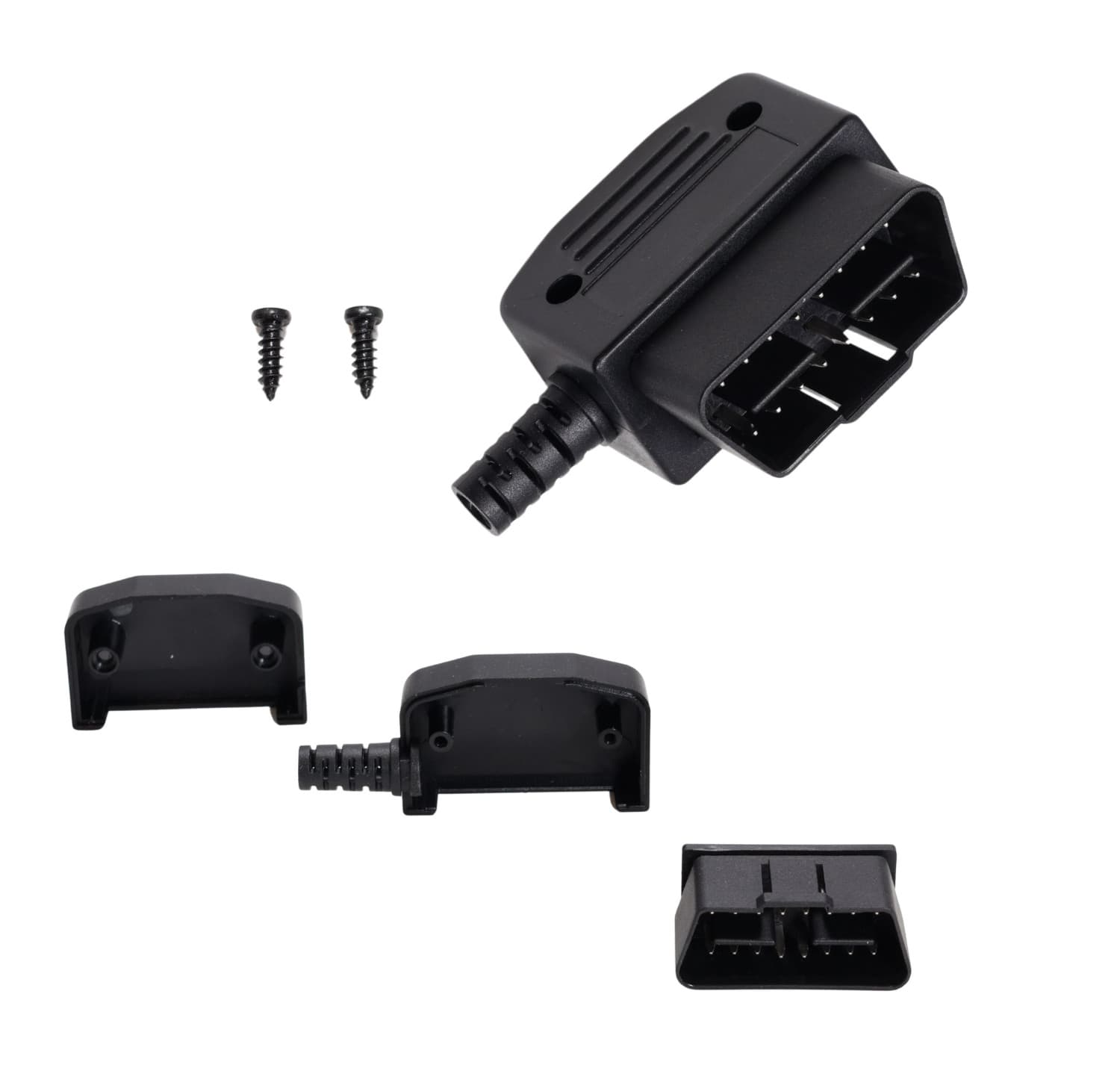 Wtyk OBD-2 kątowy 12V 24V 16-pin krótki np. do interfejsów diagnostycznych, lokalizatorów GPS (wtyk kątowy OBD-II męski)